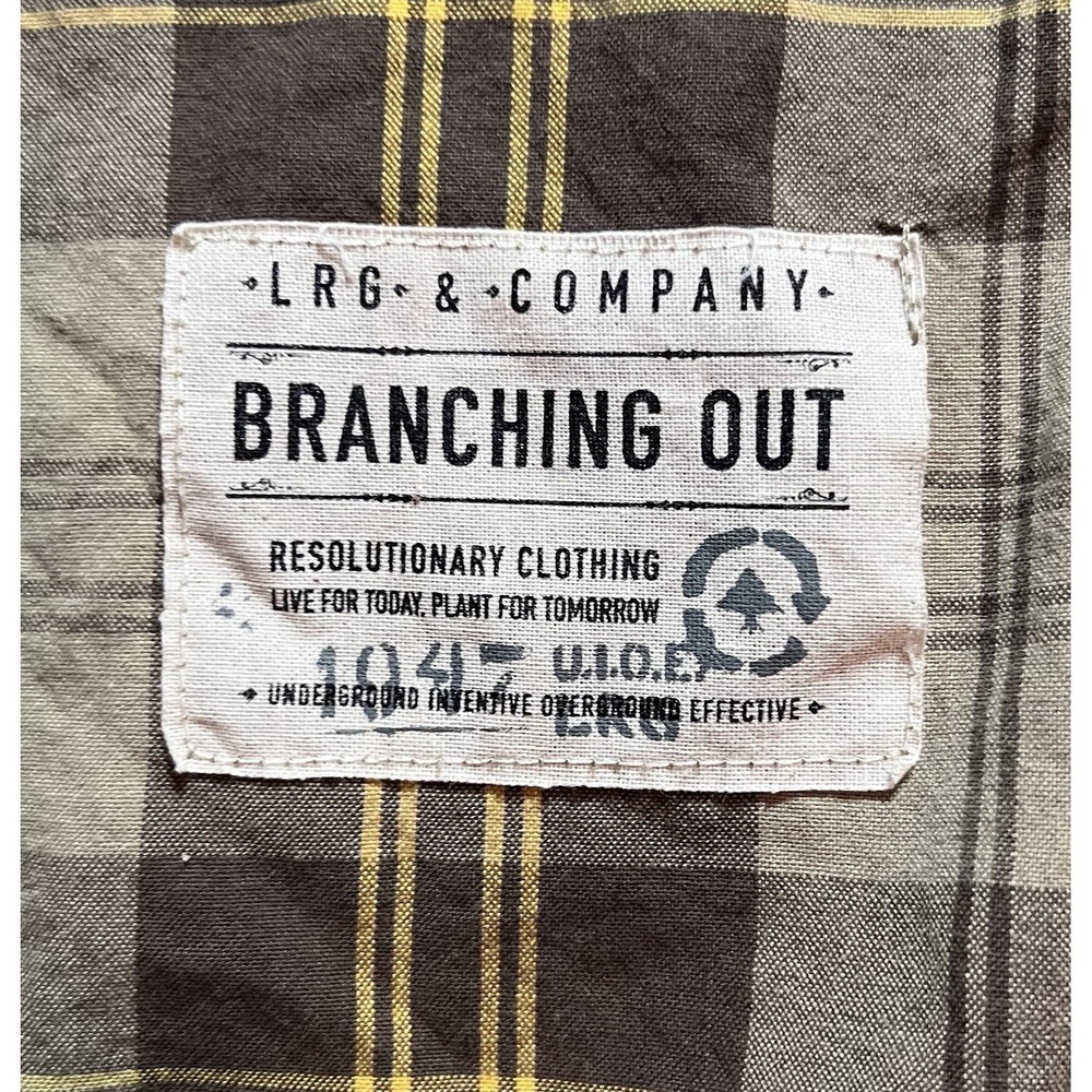 LRG Branching Out Plaid Button Down Shirt Mens Size 2XL Brown Yellow Long Sleeve - Picture 2 of 10